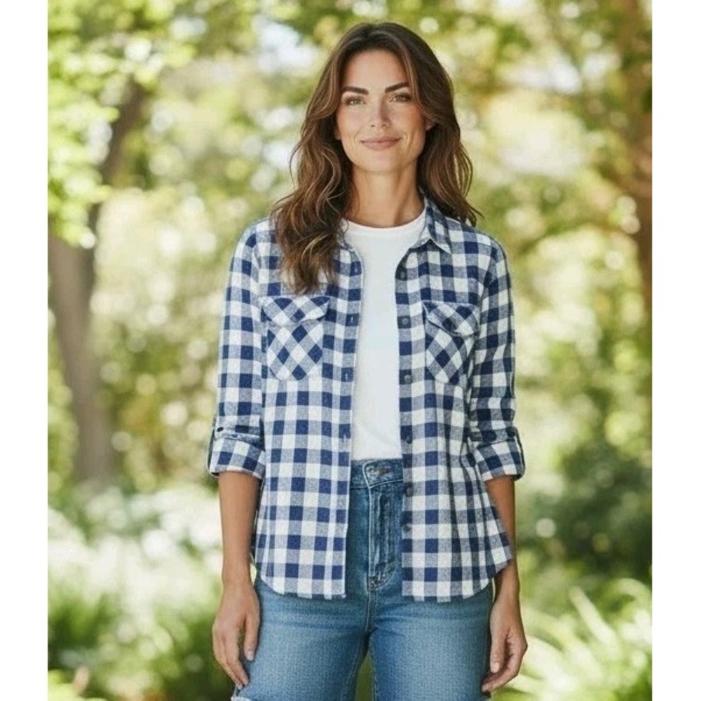 Y2k 2000's Era Abercrombie & Fitch Blue Buffalo Plaid Shirt Indie Preppy Grunge